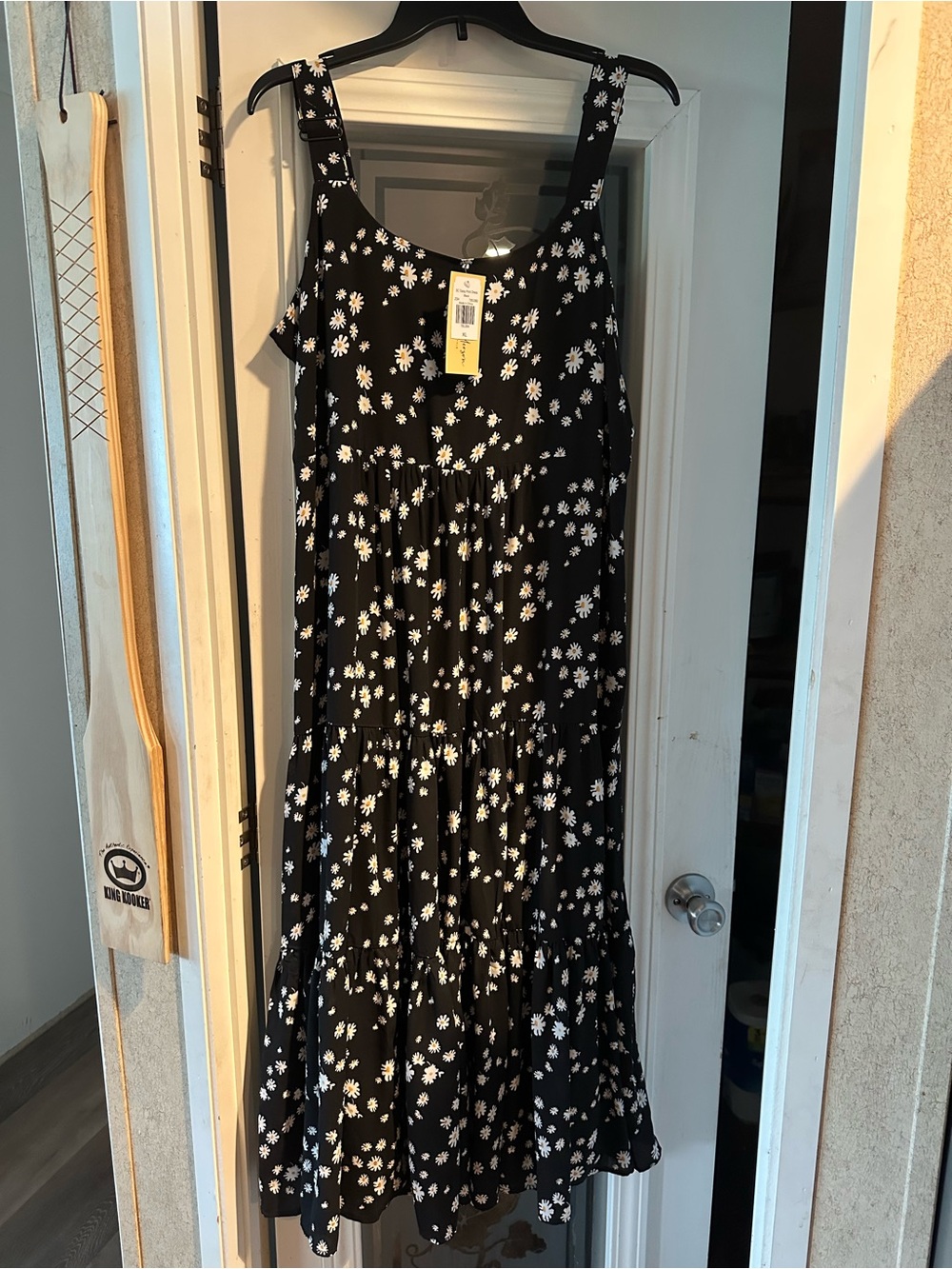 Women's Black Daisy Tiered Sundress